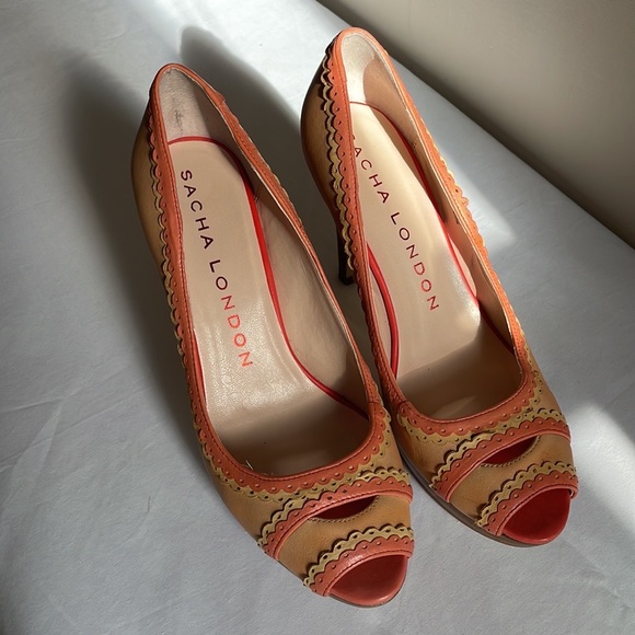 SACHA LONDON Heels Peach Pink Leather 7.5 - Picture 12 of 12